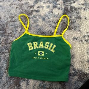 SHEIN Green and Yellow Brasil Crop Top